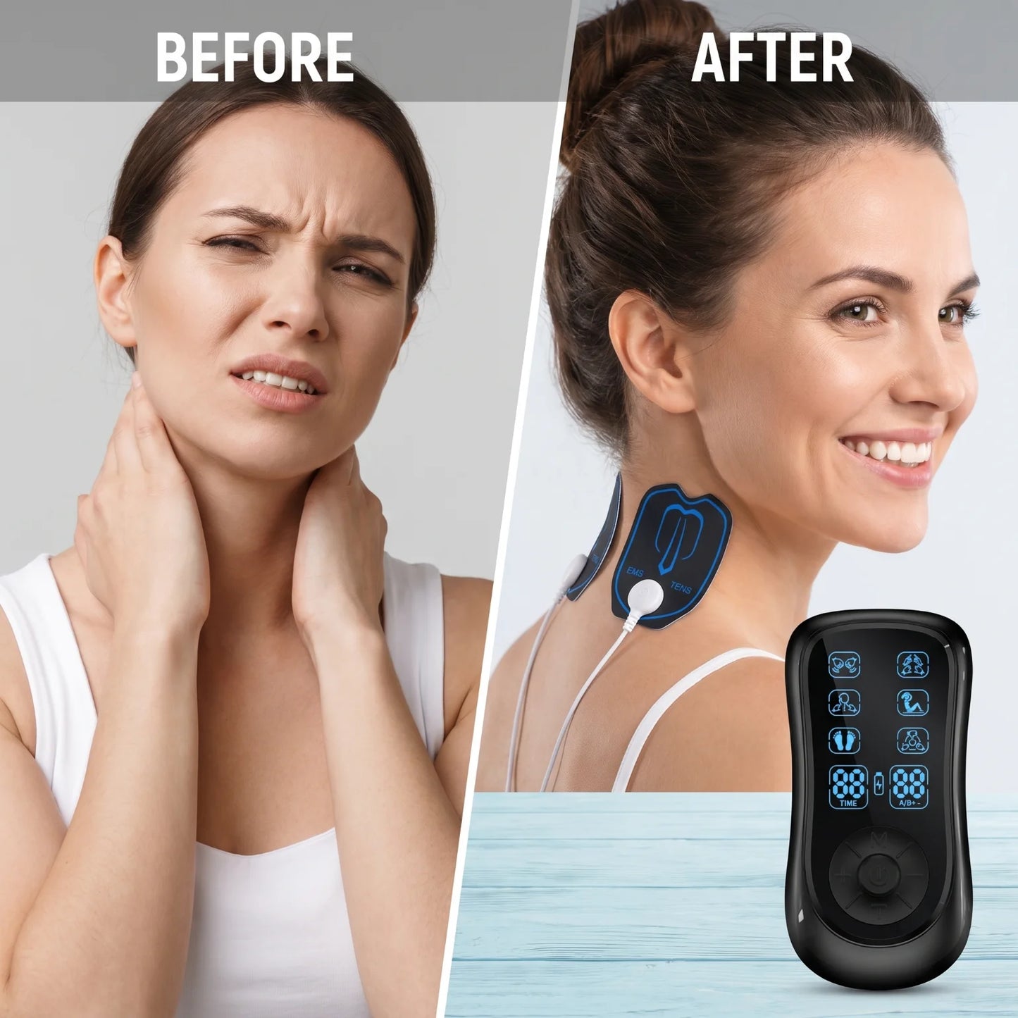Dual Channel TENS EMS Muscle Stimulator With 6 Modes Rechargeable