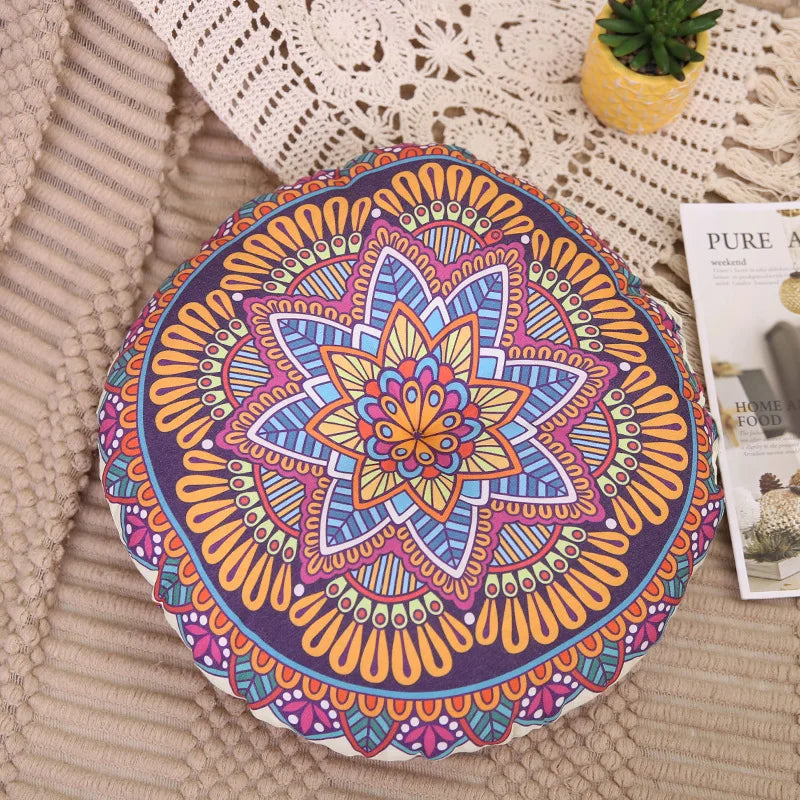 Vintage Round Futon Seat Cushion Bohemian Tatami Style Floor Cushion