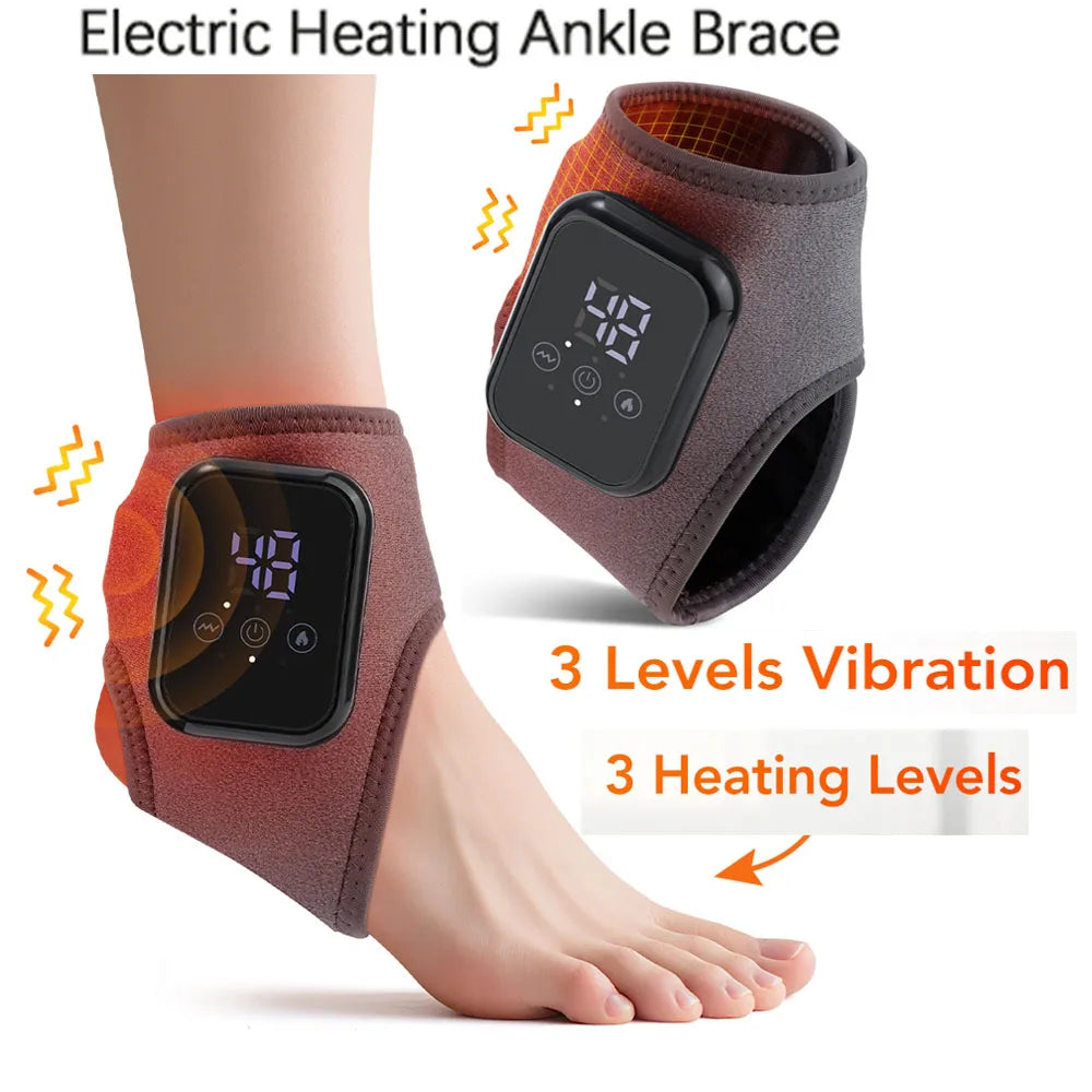 Hailicare Rechargeable Electric Heating Ankle Brace Vibration Massager