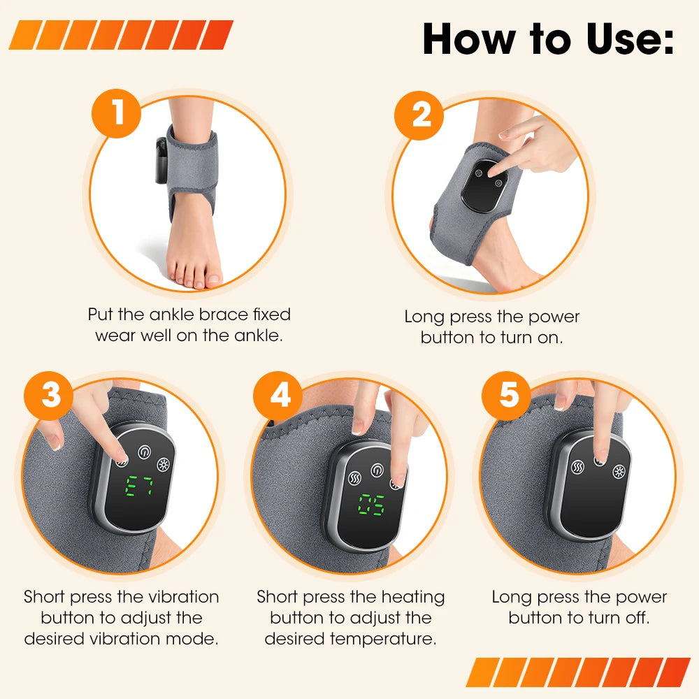 Hailicare Cordless Heated Ankle Massager With Red Light And Vibration