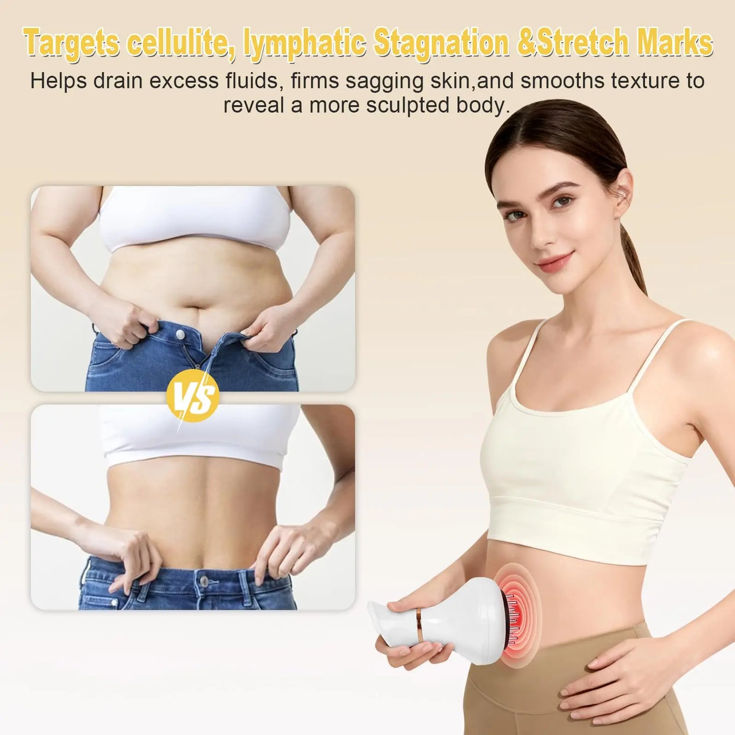 Jitesy Cordless Vibration Heating Lymphatic Drainage Massager For Body