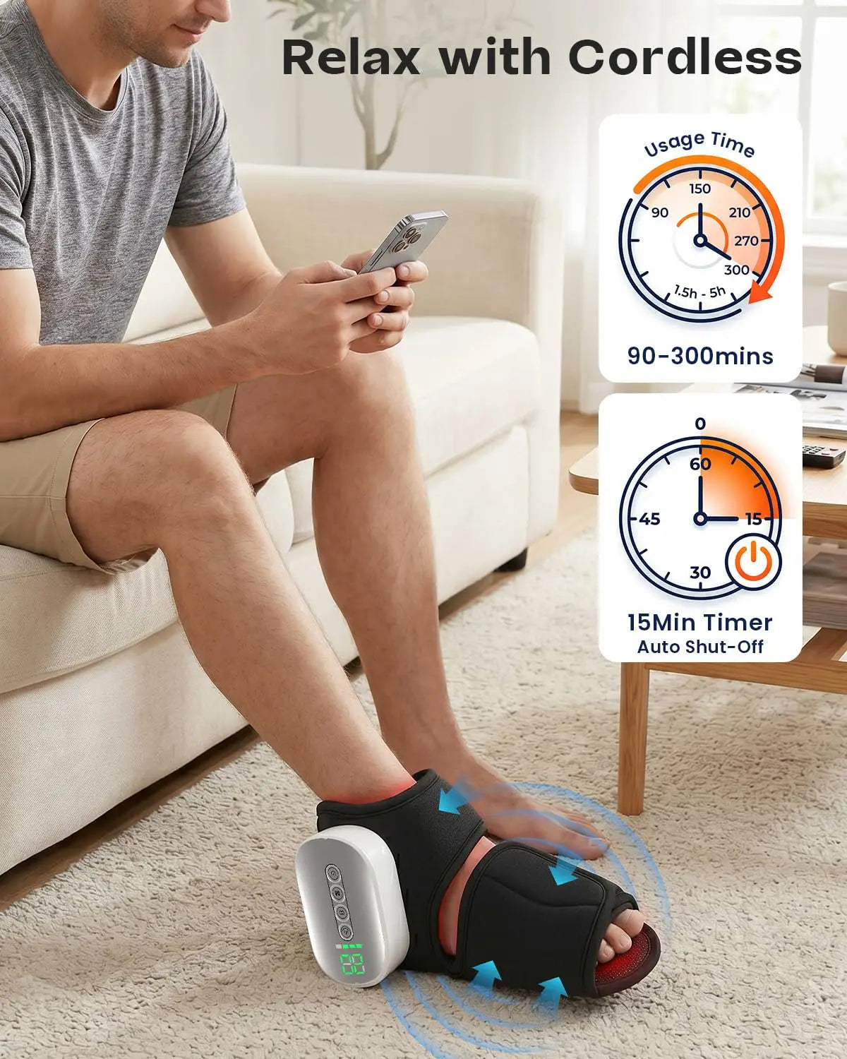 Heated Ankle And Foot Massager With Air Compression Therapy