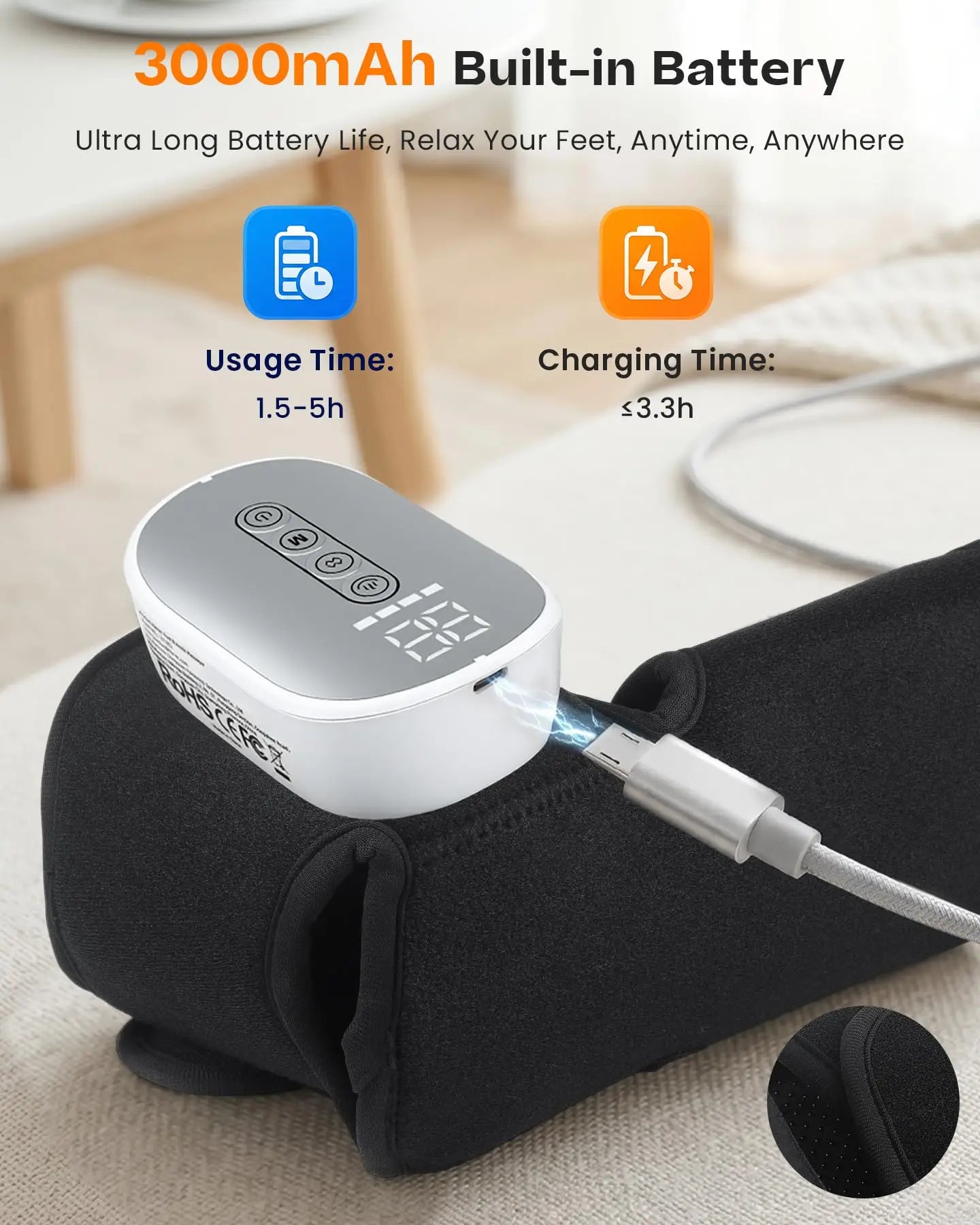 Heated Ankle And Foot Massager With Air Compression Therapy