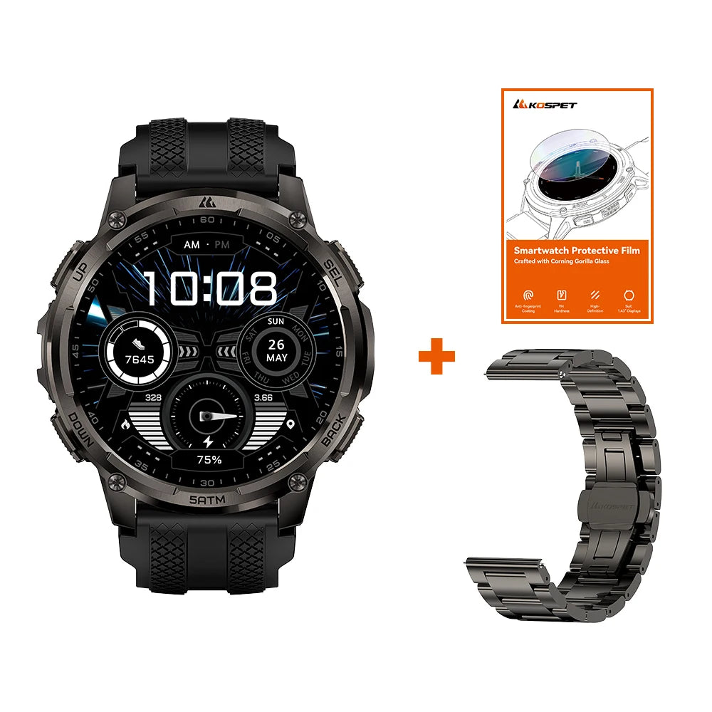 Kospet TANK T4C Rugged Smartwatch Dual GPS 50M Waterproof