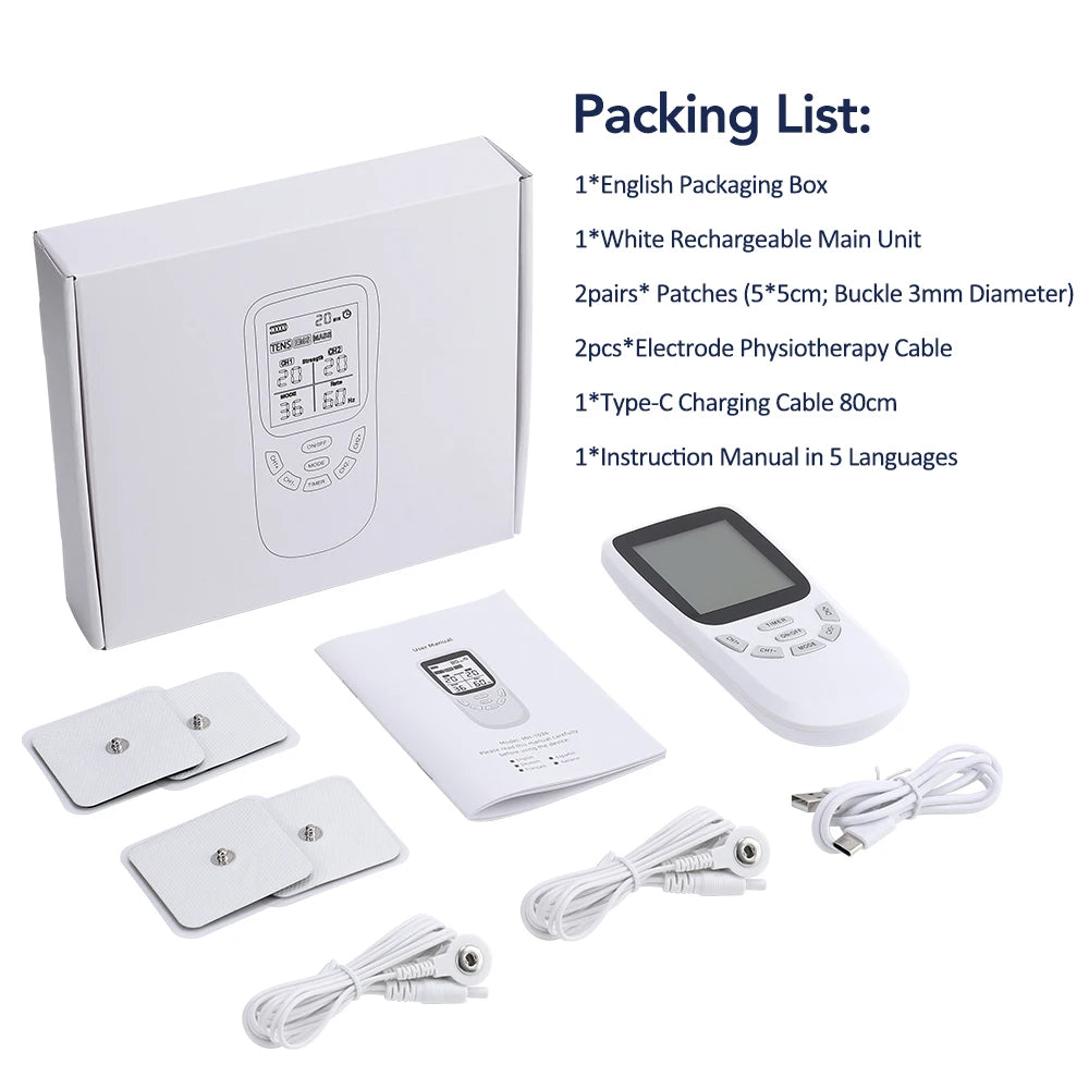 Rechargeable EMS TENS Muscle Stimulator Device With Digital Display