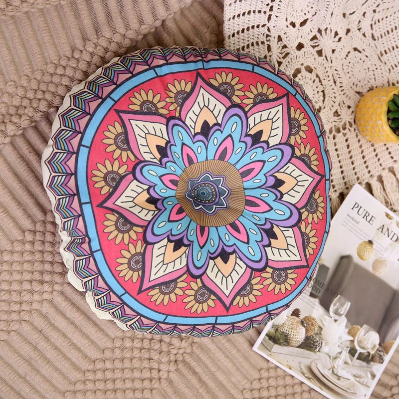 Vintage Round Futon Seat Cushion Bohemian Tatami Style Floor Cushion