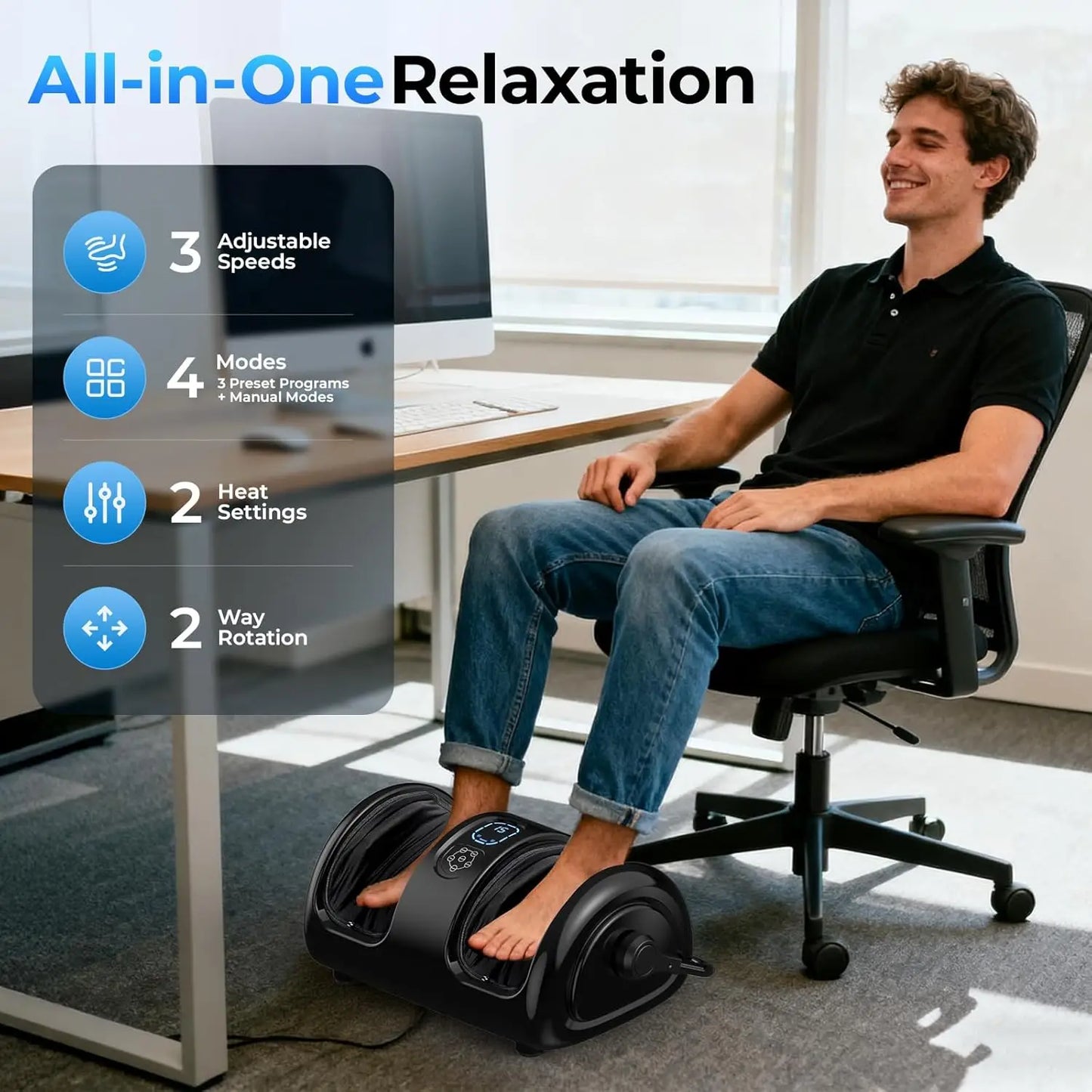 Heated Shiatsu Foot And Calf Massager With Vibration