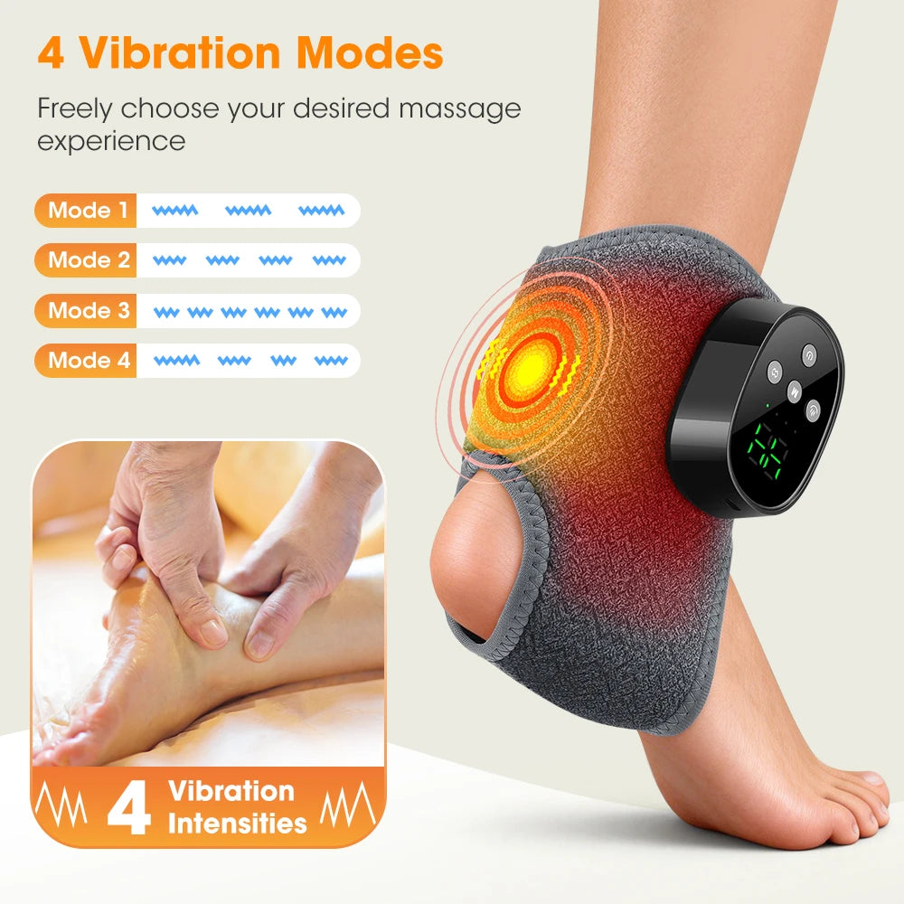 Hailicare Cordless Heated Electric Ankle Foot Massager With Vibrating Wrap