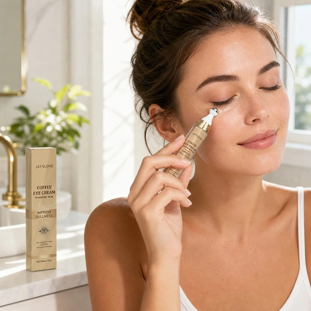 Jaysuing Coffee Eye Cream Roller For Dark Circles And Puffiness