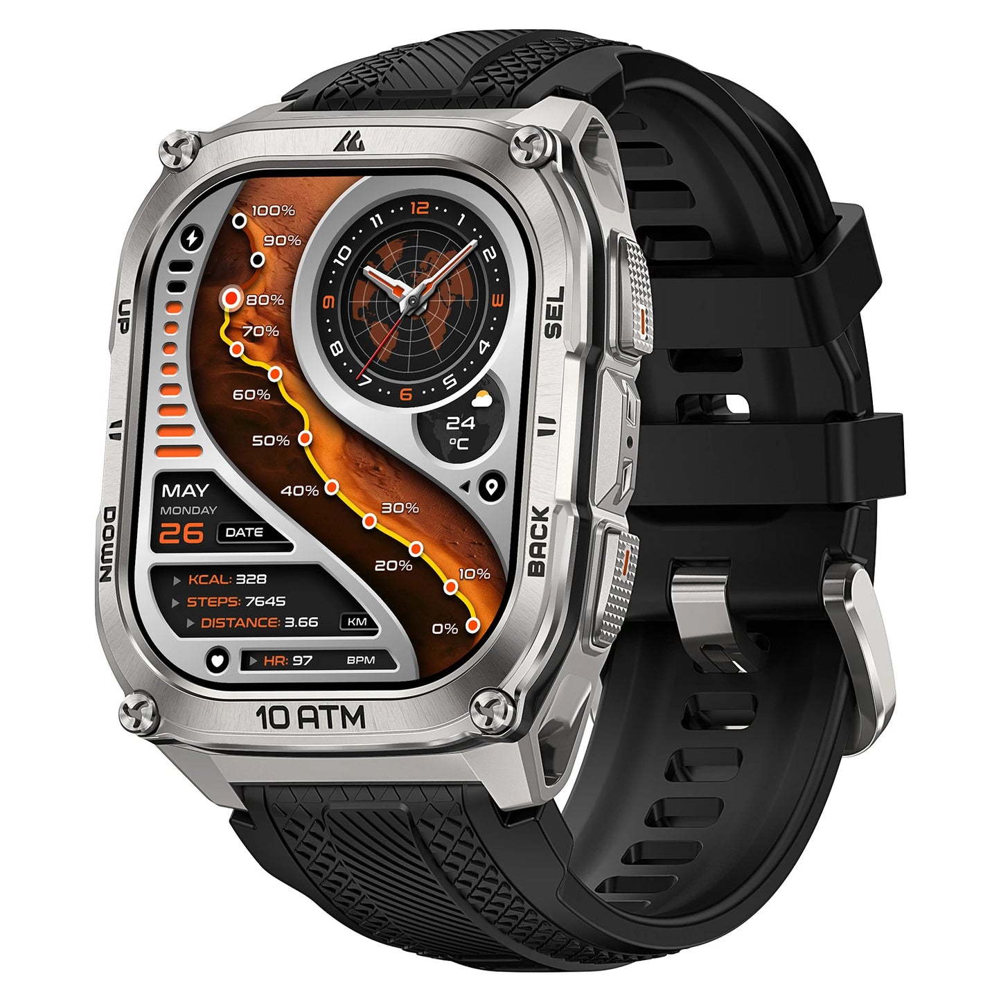 KOSPET Tank M4 Smart Watch GPS 10ATM Waterproof Health Monitor