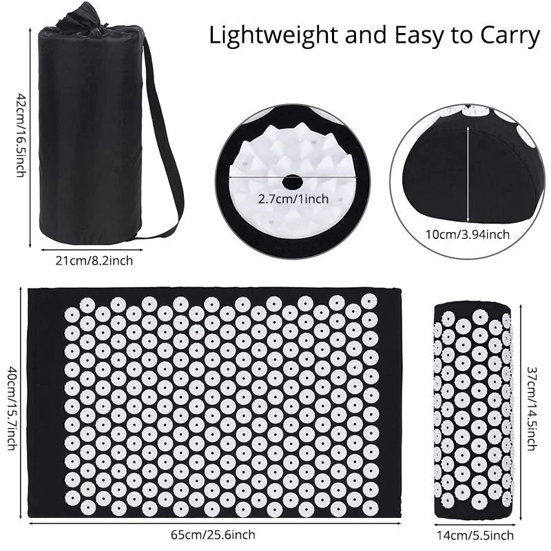 Acupressure Mat And Pillow Set For Neck Back Pain Relief