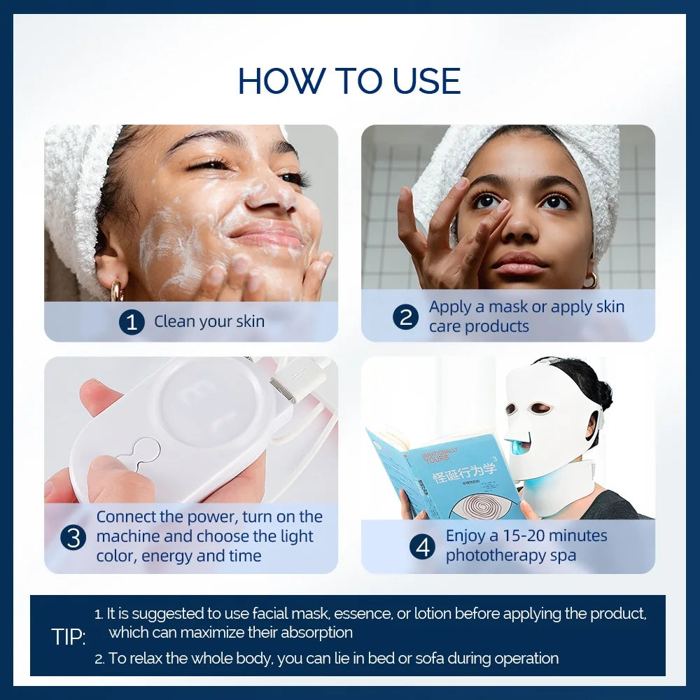 Foreverlily Silicone Led Facial Mask With Red Light Therapy