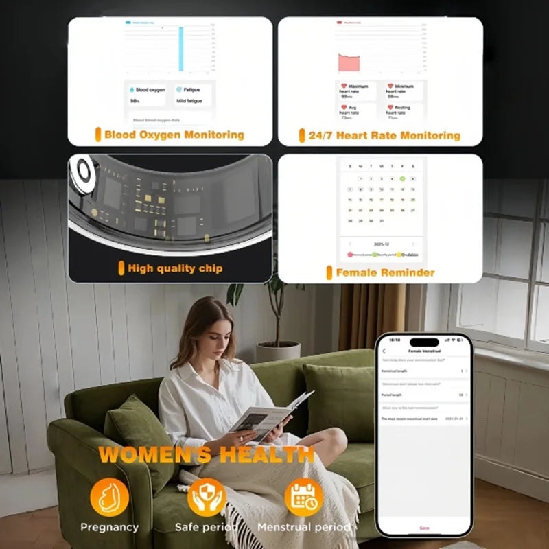 Casatelier Smart Ring Fitness Tracker Heart Rate And Sleep Monitor