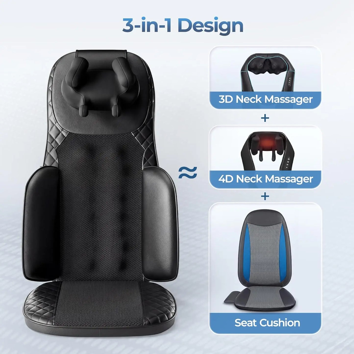 HOMEMASSA 3-in-1 Shiatsu Neck and Back Massage Cushion With Heat