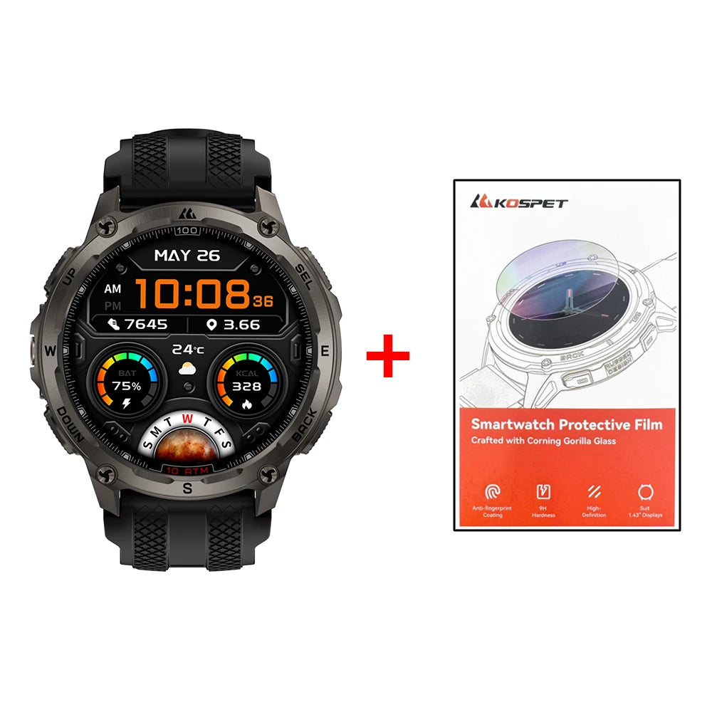 KOSPET Tank T4 Smartwatch GPS Offline Maps Heart Rate Monitoring