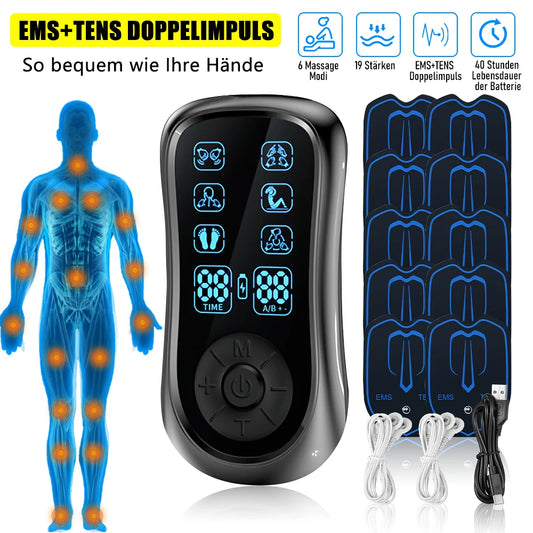 Dual Channel TENS EMS Muscle Stimulator With 6 Modes Rechargeable