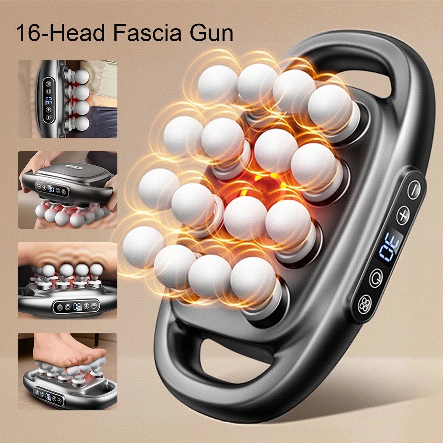 Foreverlily 16-Head Fascia Gun High-Frequency Vibration Massage