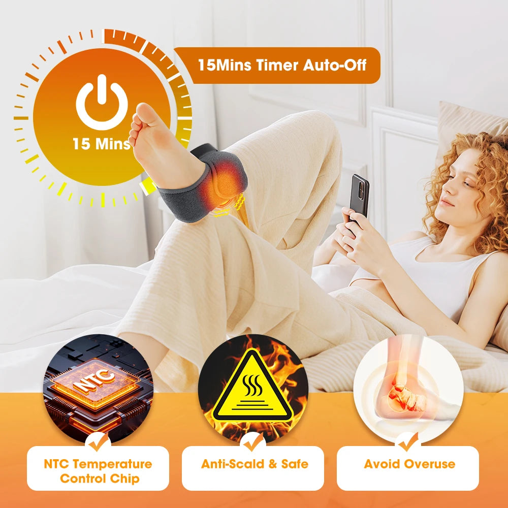 Hailicare Cordless Heated Electric Ankle Foot Massager With Vibrating Wrap