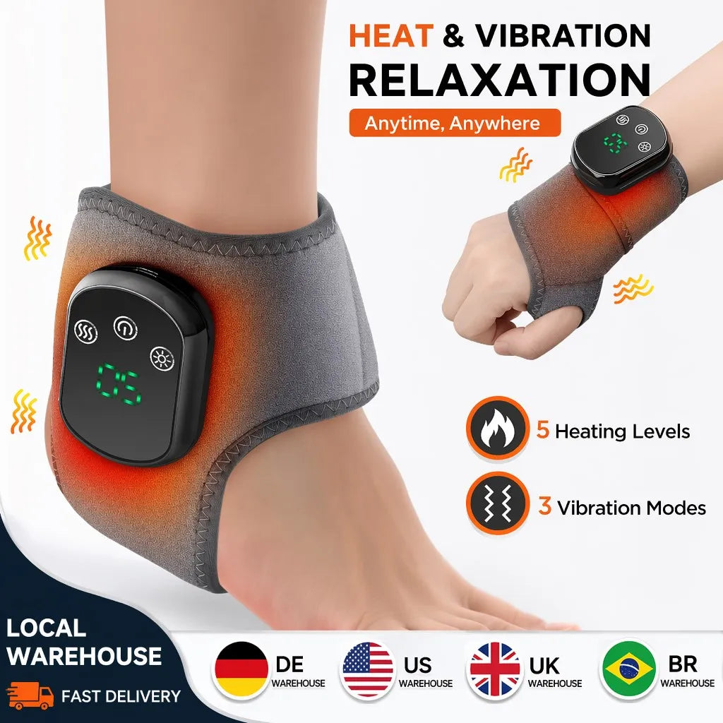 Hailicare Rechargeable Electric Heating Ankle Brace Vibration Massager