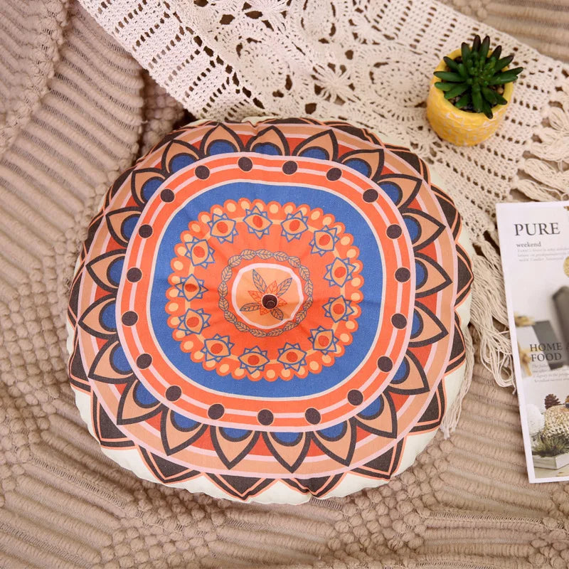 Vintage Round Futon Seat Cushion Bohemian Tatami Style Floor Cushion