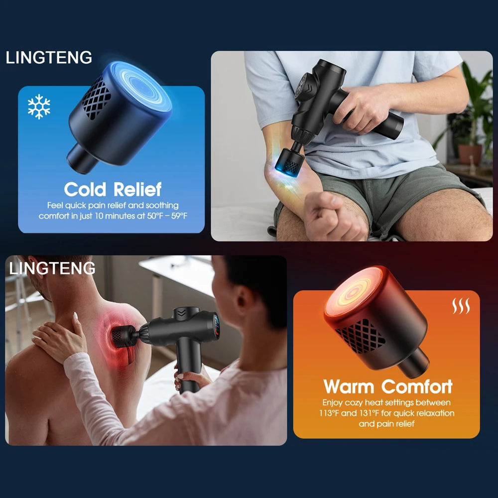 LINGTENG Massage Gun With Hot And Cold Therapy And 7 Massage Heads