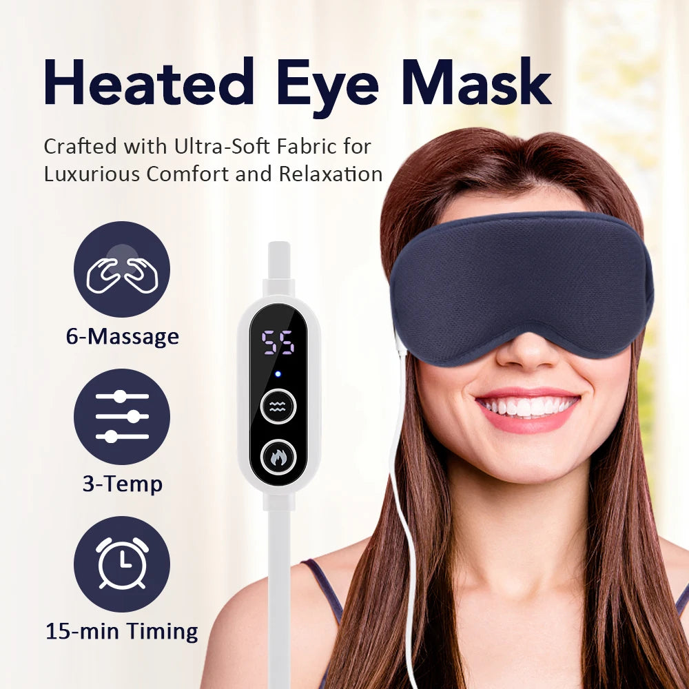 Hailicare Electric Steam Eye Mask With 3D Massage Smart Timing