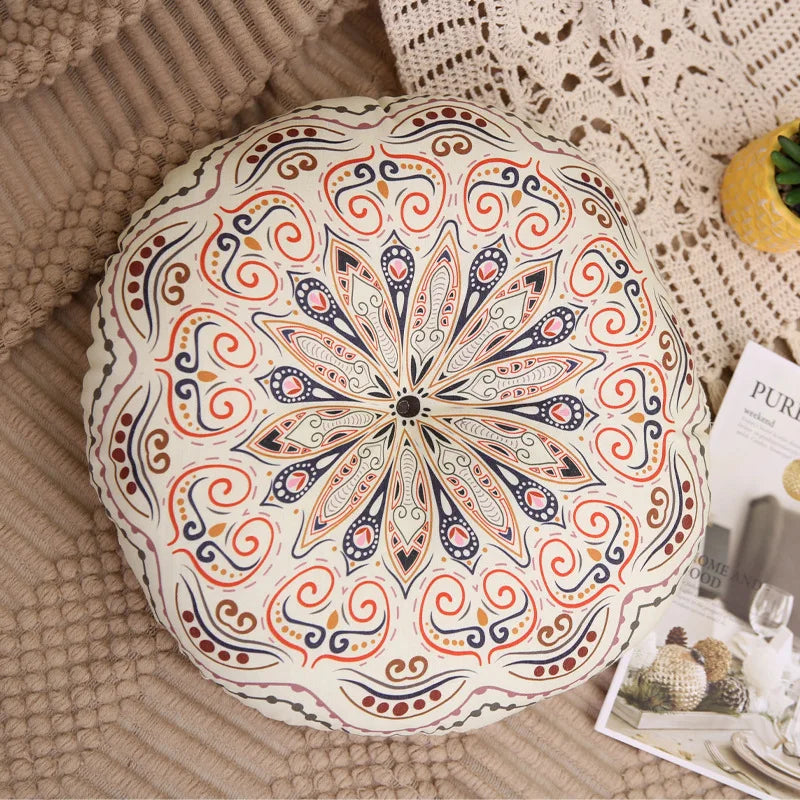 Vintage Round Futon Seat Cushion Bohemian Tatami Style Floor Cushion
