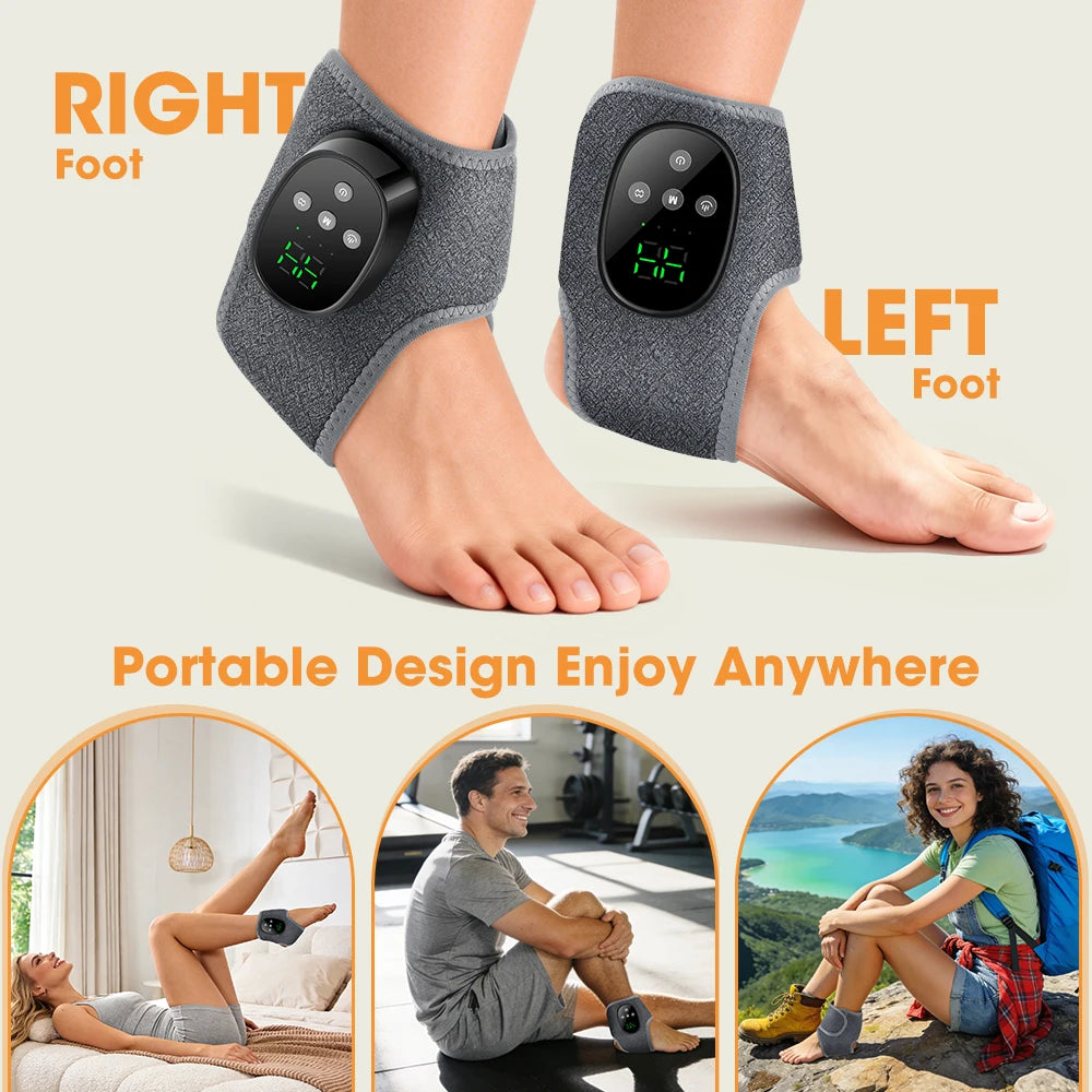 Hailicare Cordless Heated Electric Ankle Foot Massager With Vibrating Wrap