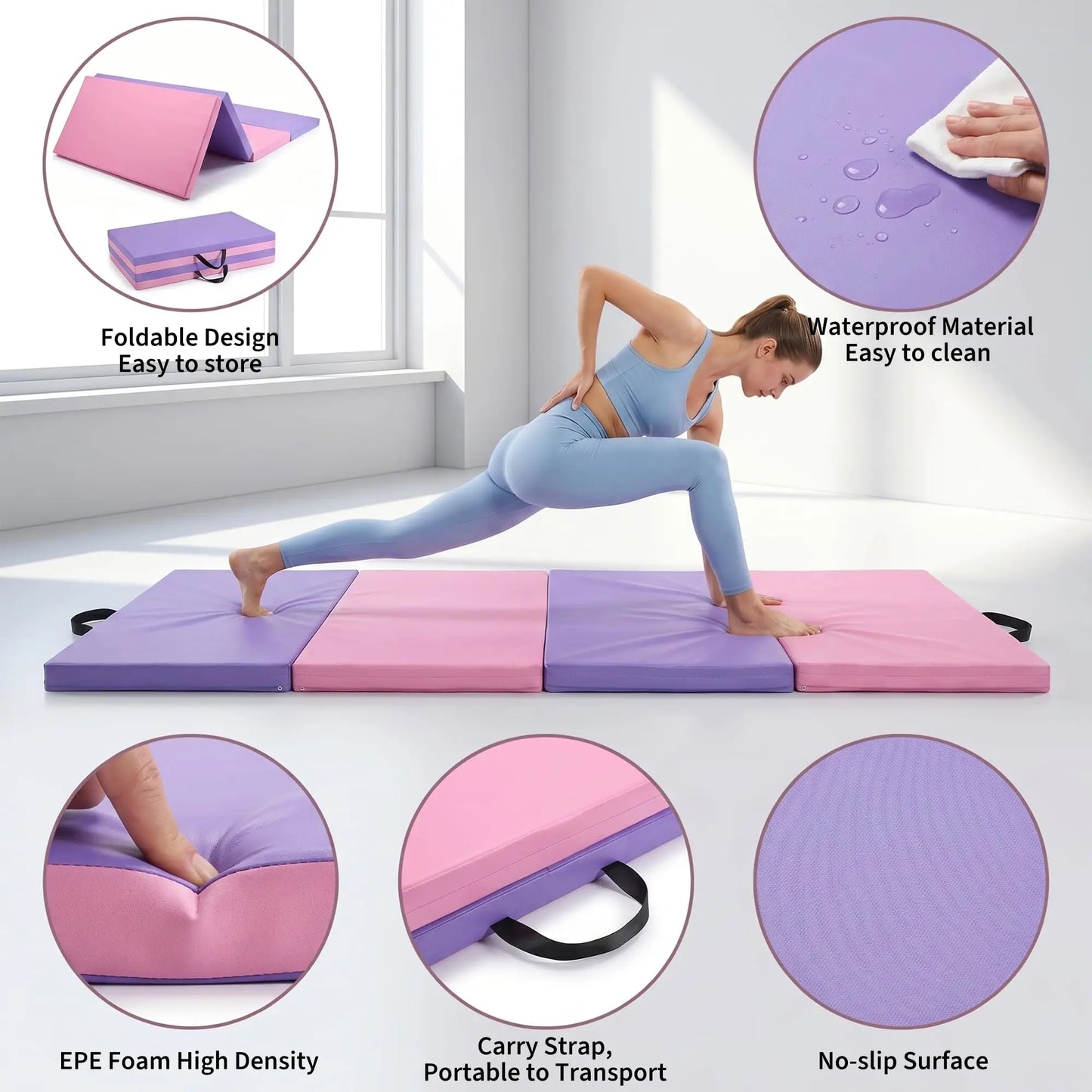 HiMISS Folding Gymnastics Mat For Home Exercise And Training