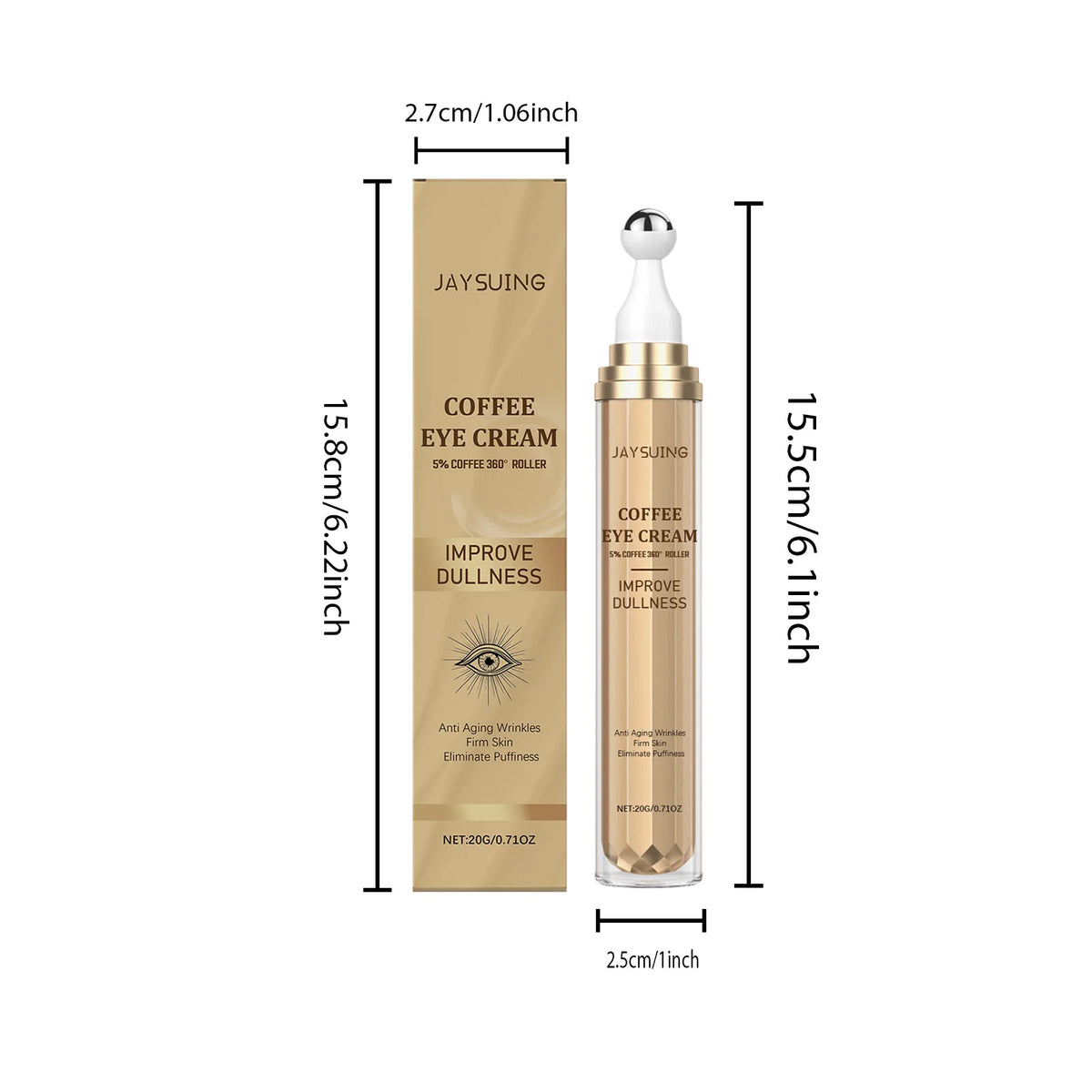 Jaysuing Coffee Eye Cream Roller For Dark Circles And Puffiness