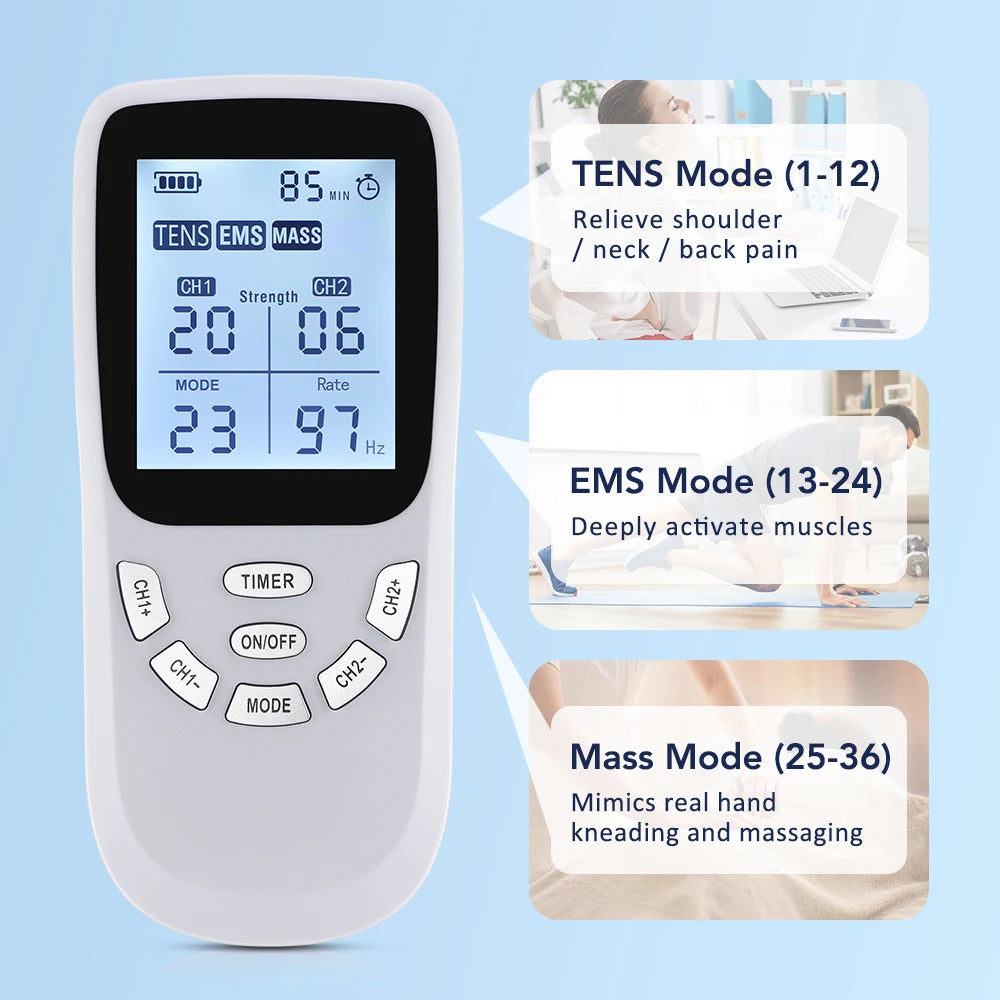 Rechargeable EMS TENS Muscle Stimulator Device With Digital Display