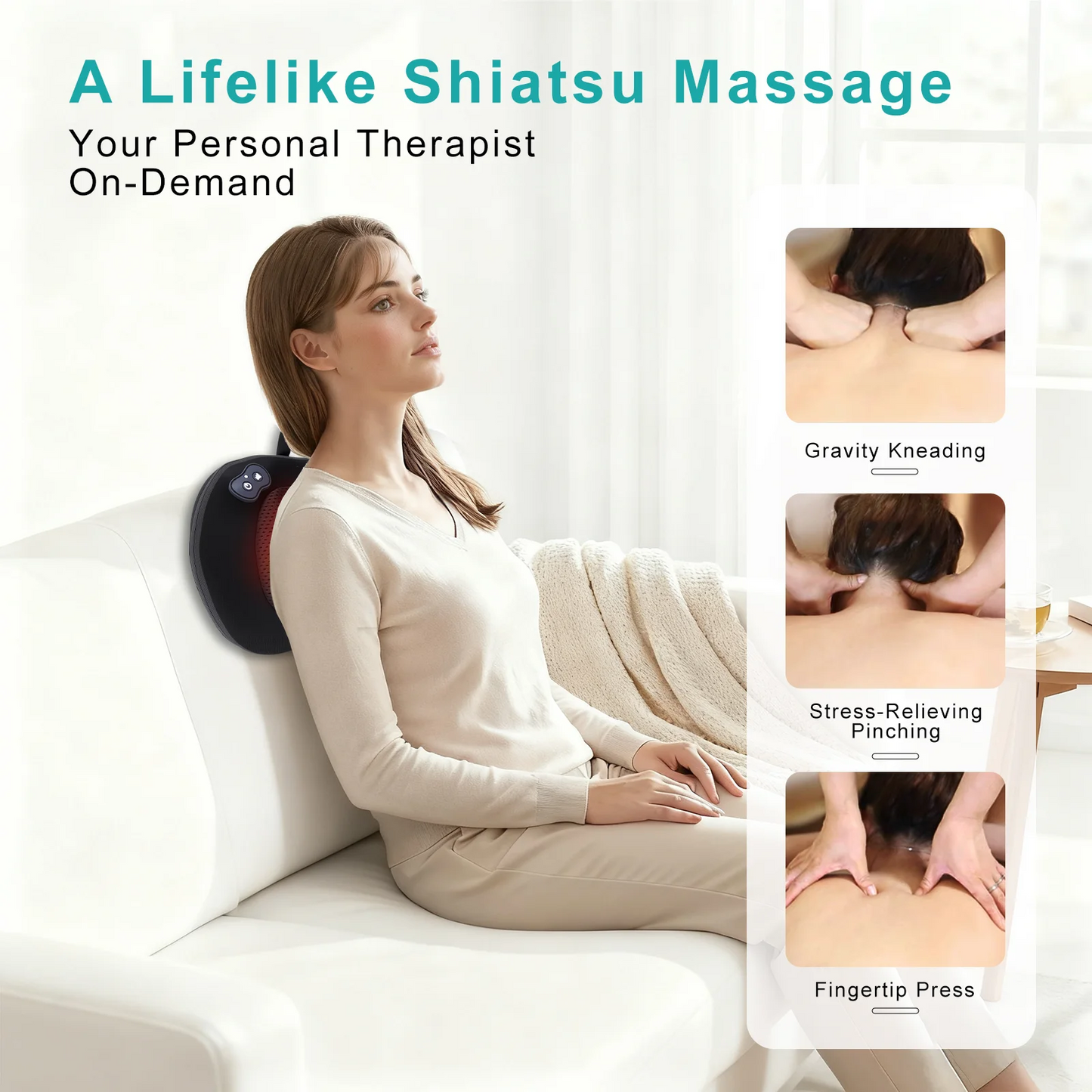 LEERCON Shiatsu 3D Kneading Back Massager With Heat Cordless