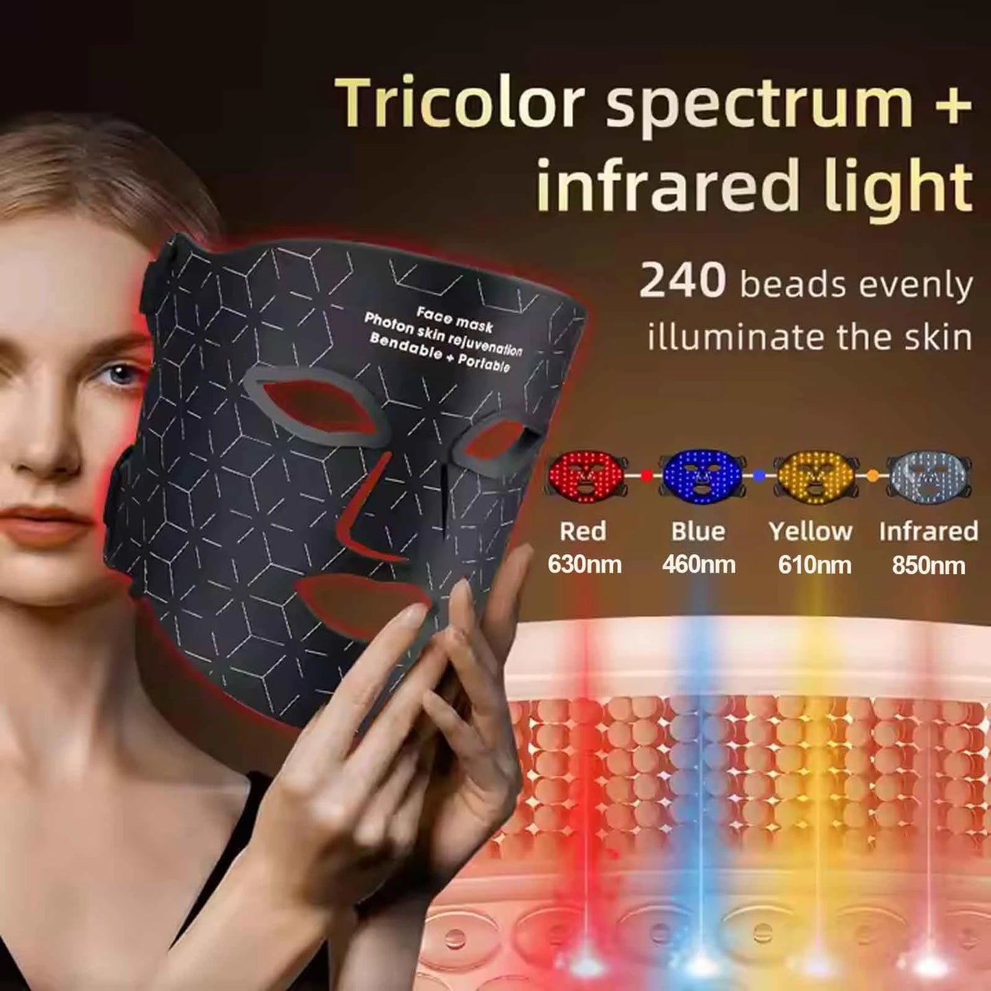 Portable Led Light Therapy Mask For Facial Skin Rejuvenation