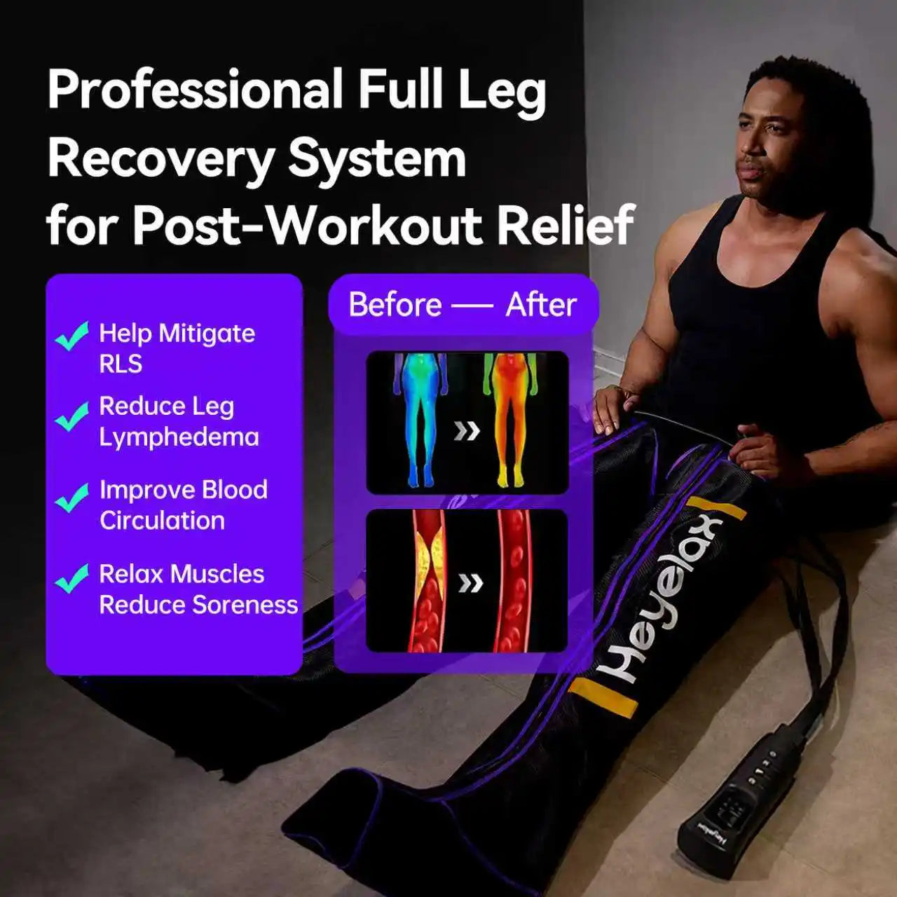 Heyelax Air Compression Leg Massager For Muscle Recovery And Circulation