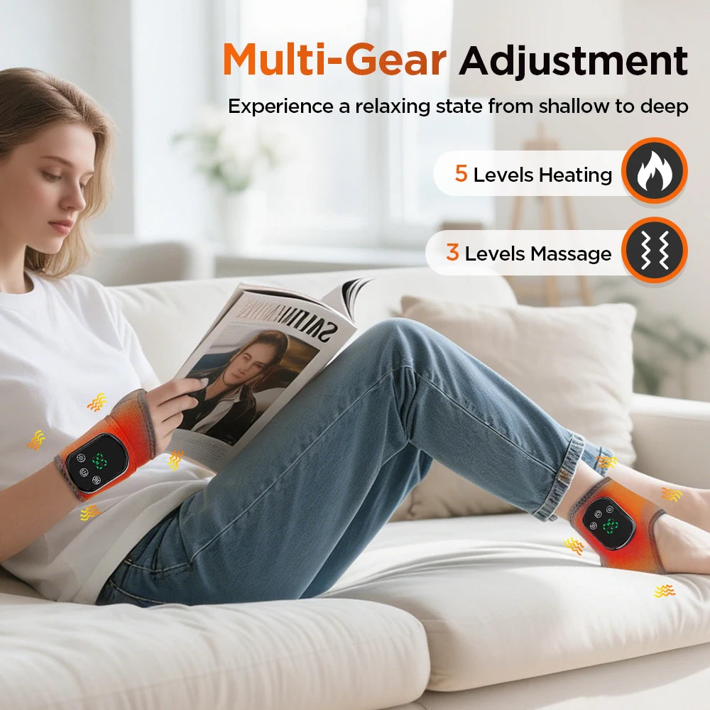 Hailicare Rechargeable Electric Heating Ankle Brace Vibration Massager