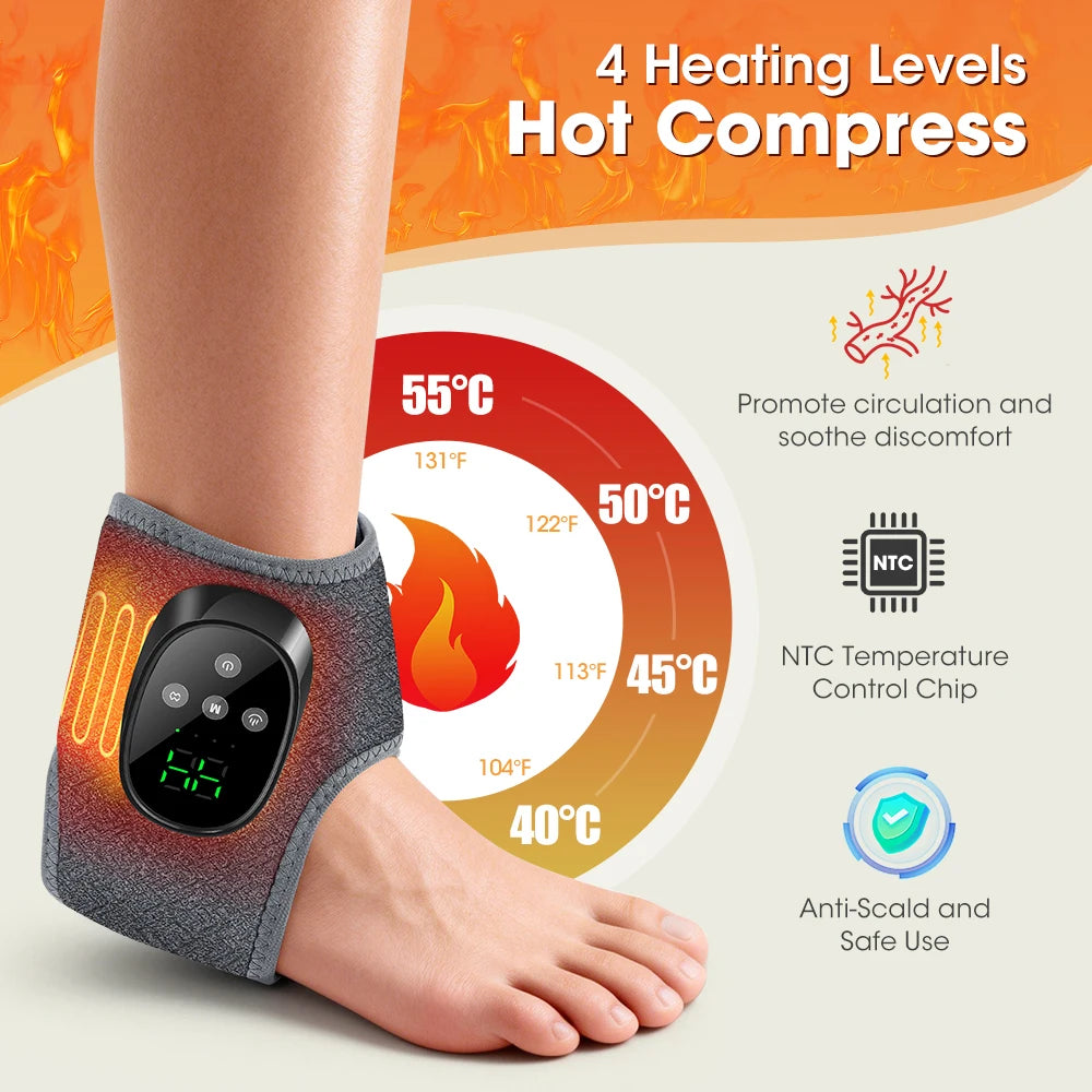 Hailicare Cordless Heated Electric Ankle Foot Massager With Vibrating Wrap