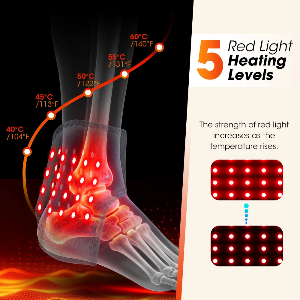 Hailicare Cordless Heated Ankle Massager With Red Light And Vibration
