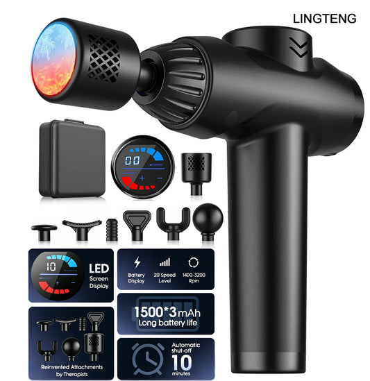 LINGTENG Massage Gun With Hot And Cold Therapy And 7 Massage Heads
