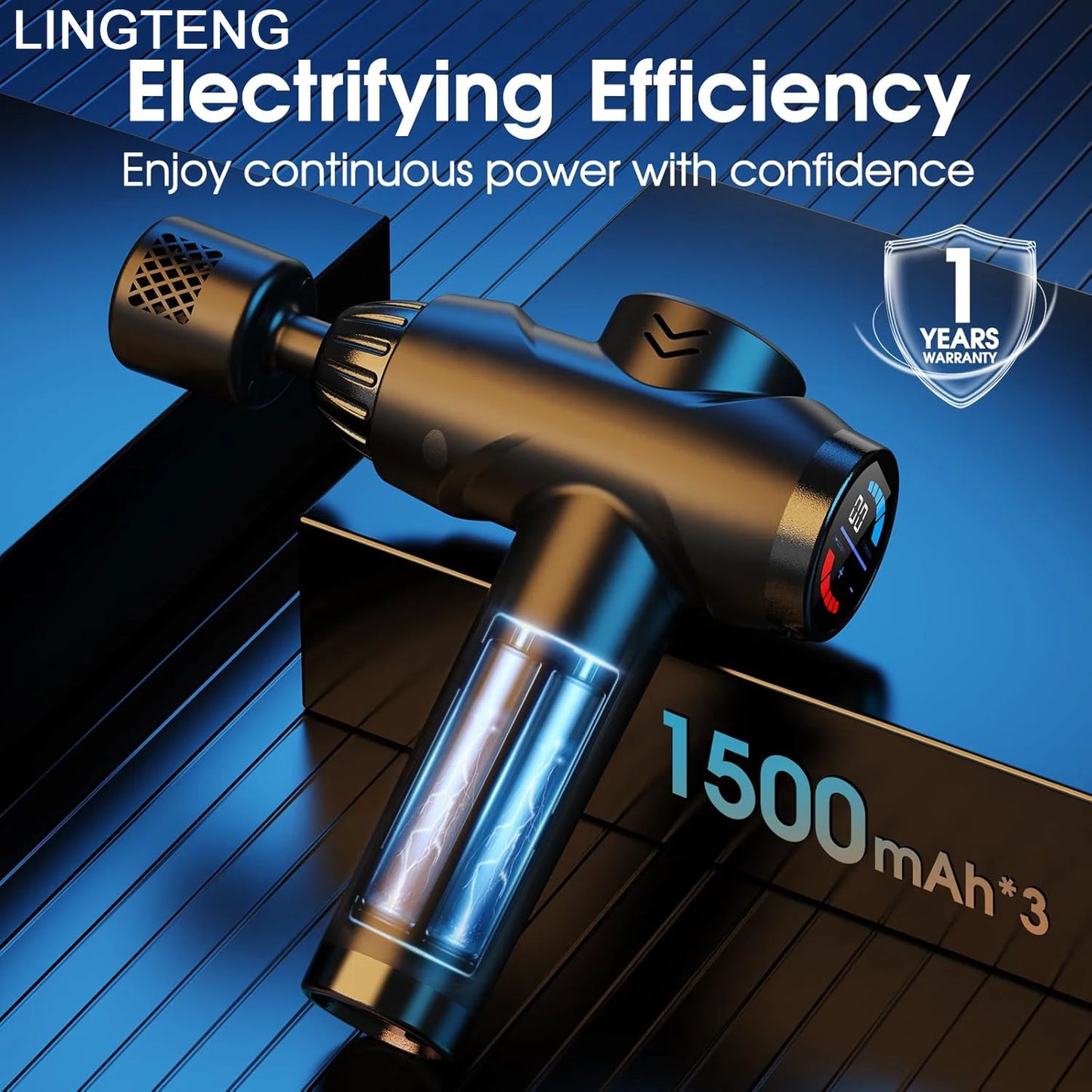 LINGTENG Massage Gun With Hot And Cold Therapy And 7 Massage Heads