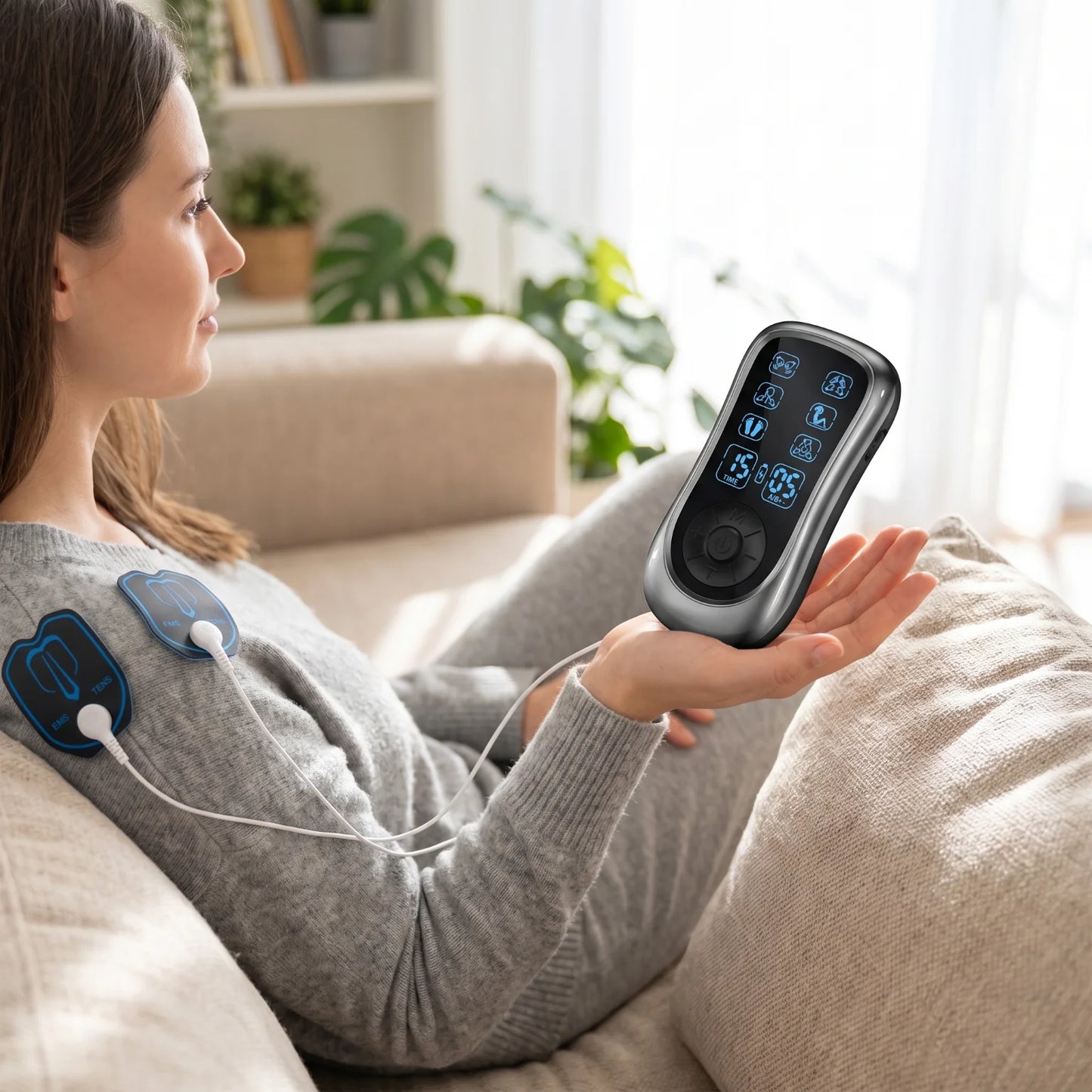 Dual Channel TENS EMS Muscle Stimulator With 6 Modes Rechargeable