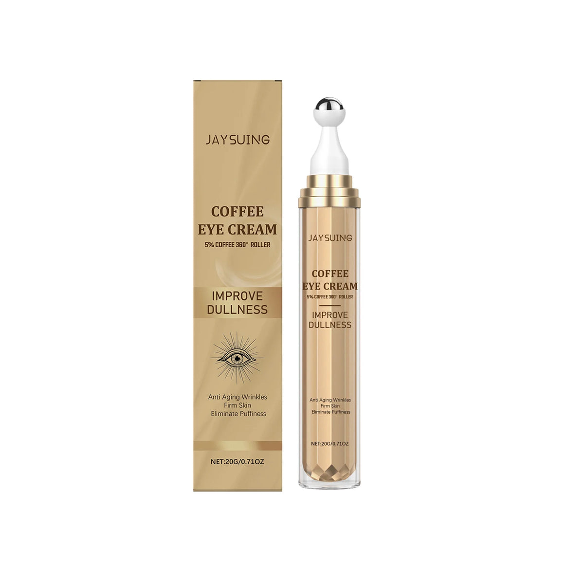 Jaysuing Coffee Eye Cream Roller For Dark Circles And Puffiness