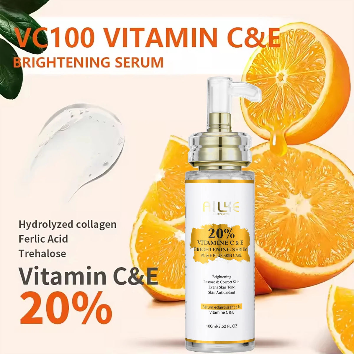 AILKE Vitamin C and E Brightening Dark Spot Moisturizing Serum
