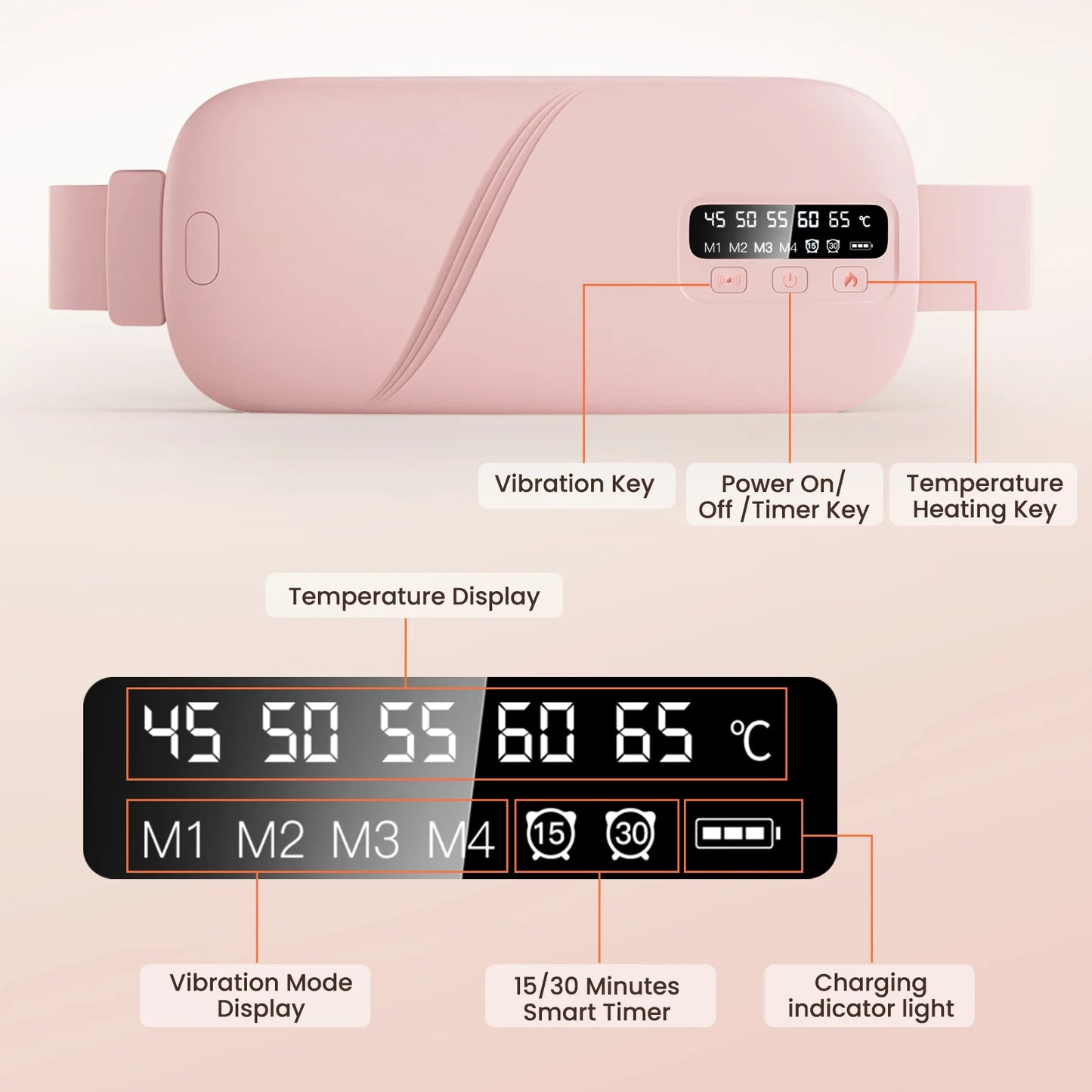 Pastsky Electric Heating Waist Massage Belt For Menstrual Cramp Relief
