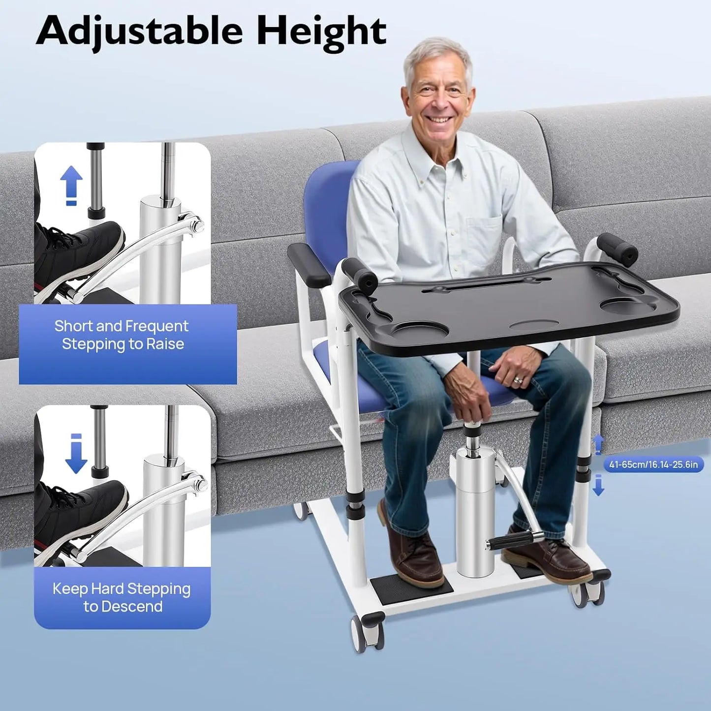 Hydraulic Patient Lift Transfer Chair 330Lb Height Adjustable Shower Chair
