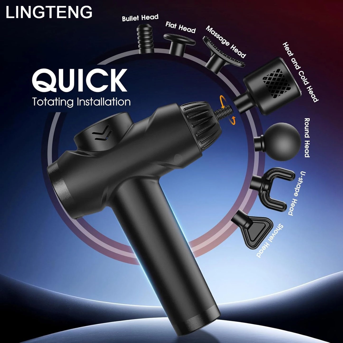 LINGTENG Massage Gun With Hot And Cold Therapy And 7 Massage Heads