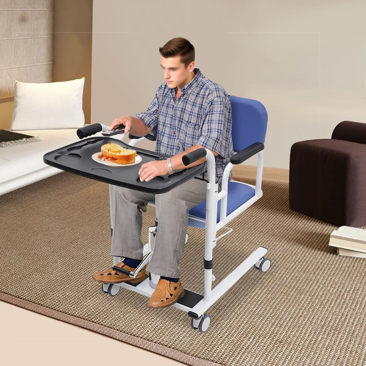 Hydraulic Patient Lift Transfer Chair 330Lb Height Adjustable Shower Chair