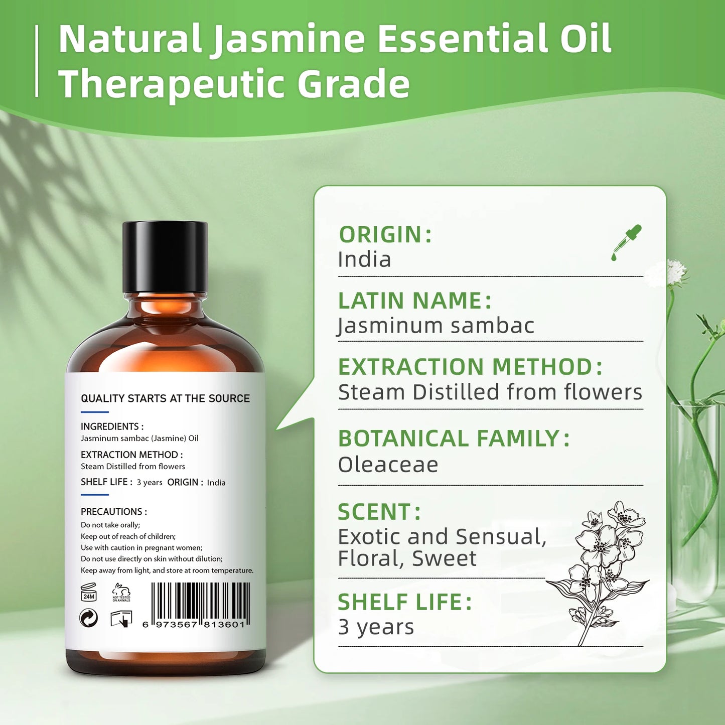 HIQILI Jasmine Ylang Ylang Orange Essential Oils 100 Percent Pure