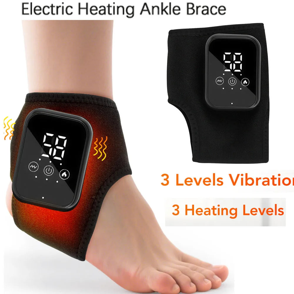 Hailicare Rechargeable Electric Heating Ankle Brace Vibration Massager