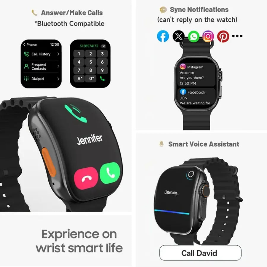 W&O Smart Watch With Call Function And Fitness Tracking