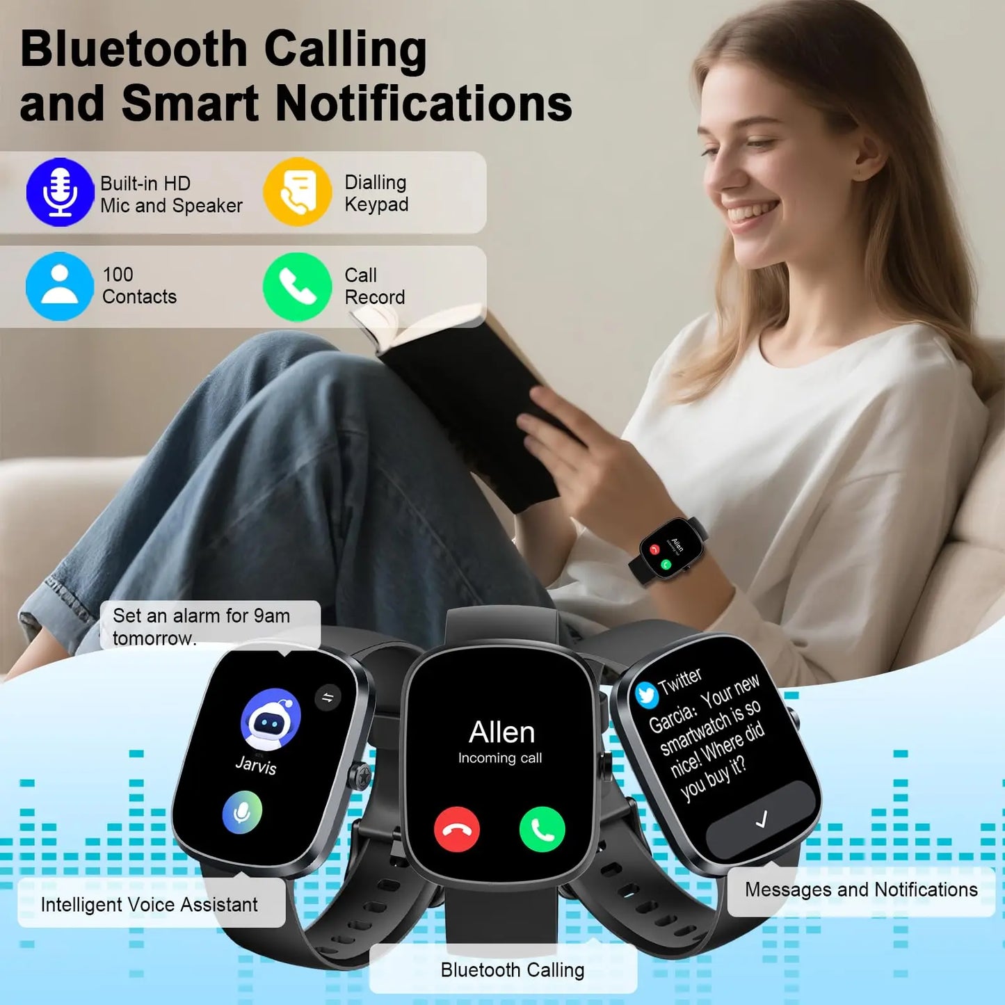 Nerunsa AI Smart Watch With ChatGPT Voice Assistant 1.91 Inch HD Curved Display